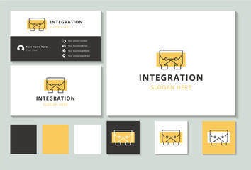 Integration logo design with editable slogan. Branding book and business card template.