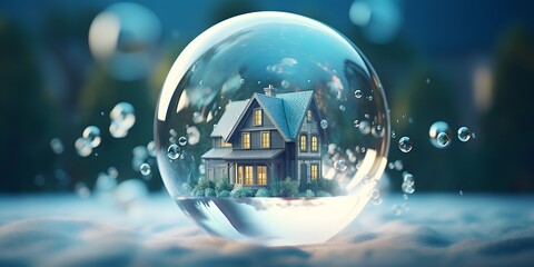 Naklejka premium Real estate market bubble. Housing, subprime mortgage crisis of home loans