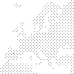 Madrid in Spanien: Europakarte aus grauen Punkten mit roter Markierung