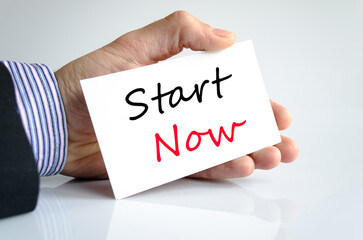 Start now text concept isolated over white background