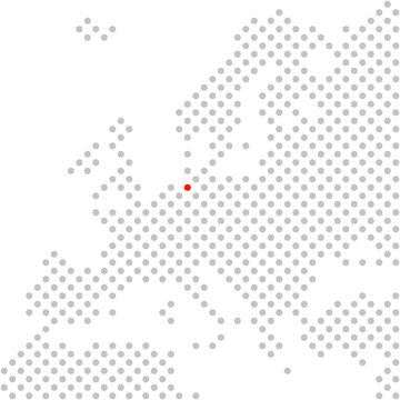 Hamburg in Deutschland: Europakarte aus grauen Punkten mit roter Markierung