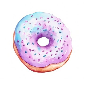 Freshly Baked Donut Pastry Background, Square Watercolor Illustration. Crusty Pastry, Gourmet Bakery. Ai Generated Soft Colored Watercolor Illustration with Aromatic Traditional Donut Pastry.