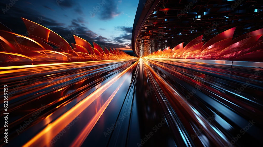 Wall mural high speed highway in a digital environment abstract background, generative ai