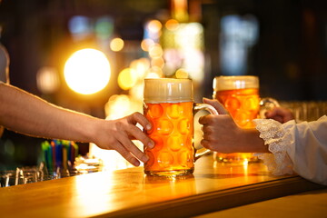Beer mugs on the counter