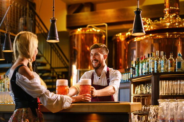 Bartender and waitress at the pub