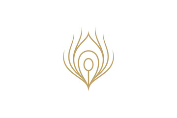 Peacock feather luxury line art logo design