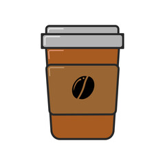 Coffee cup vector illustration isolated on background. Plastic coffee cup with hot coffee in flat style.