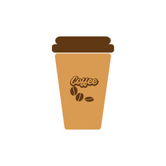 Coffee cup vector illustration isolated on background. Plastic coffee cup with hot coffee in flat style.