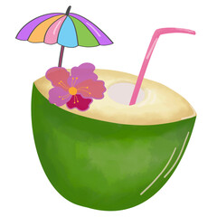coconut with umbrella © Monkham