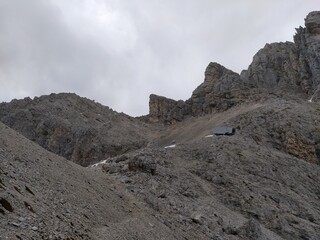 Climb to new bivouac Fanton, Belluno city in Italy
