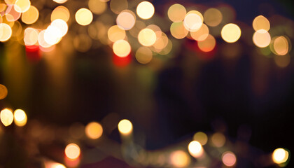 Festive background with bokeh lights. Christmas and New year
