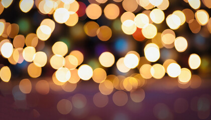 Festive background with bokeh lights. Christmas and New year