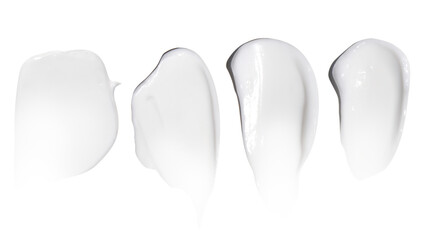 A set of smears of cosmetic cream on a blank background. PNG