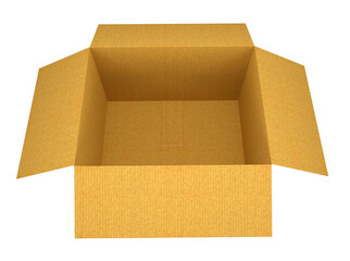 Cardboard box. Top view. Open box. Isolated on a white background. 3D rendering