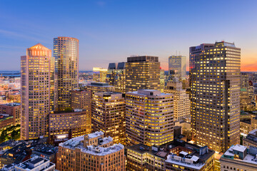 Boston, Massachusetts, USA financial district cityscape.