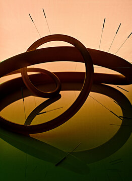 Acupuncture serene  reflection silhouette beauty headache relax mirror gold green peach