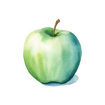 Fresh Organic Apple Fruit Background, Square Watercolor Illustration. Healthy Vegetarian Diet. Ai Generated Soft Colored Watercolor Illustration with Delicious Juicy Apple Fruit.