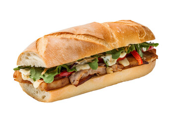 Bifana portuguese sandwich on transparent background. Generative AI.