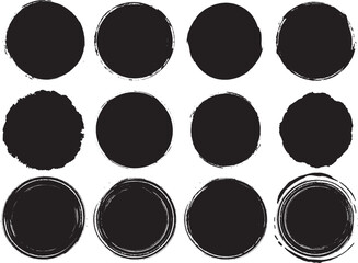 Set circle brush strokes vector.