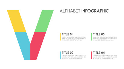 Letter V vector alphabet and other elements for infographics