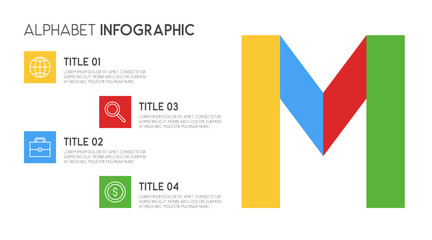 Letter M vector alphabet and other elements for infographics