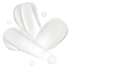 Set, composition of cosmetic strokes, cream, gel, serum clear, on blank background. PNG