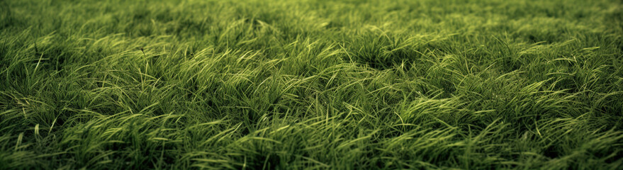 Obraz premium Generative AI: Green grass nature panorama