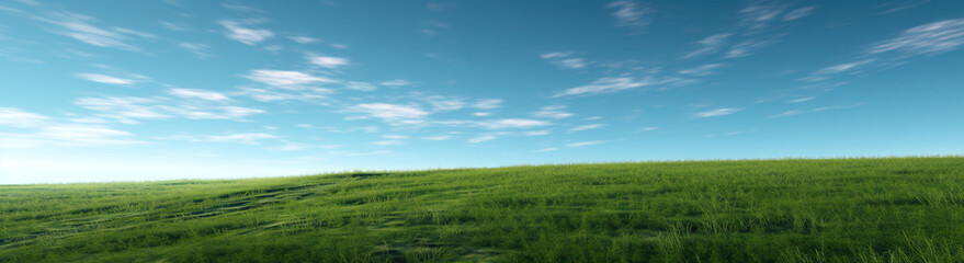 Fototapeta na wymiar Generative AI: Green grass nature panorama