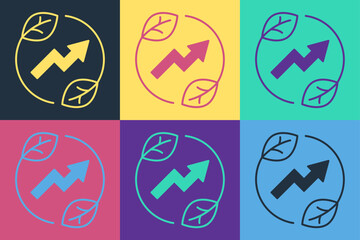 Fototapeta premium Pop art Electric saving plug in leaf icon isolated on color background. Save energy electricity. Environmental protection. Bio energy. Vector
