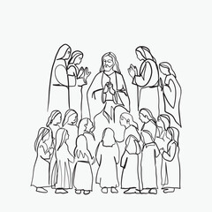 Continuous line drawing of Jesus Christ vector illustration Bible words  blessings pray
