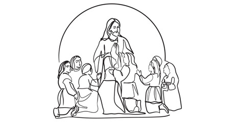Continuous line drawing of Jesus Christ vector illustration Bible words  blessings pray