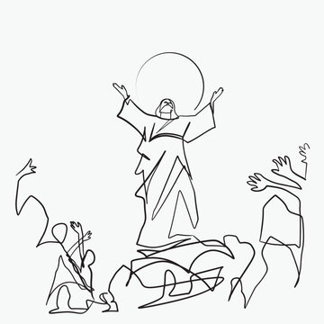 recommend clip art: Continuous line drawing of Jesus Christ vector illustration Bible words  blessings pray