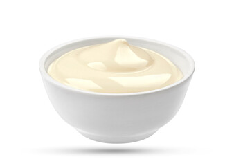 Mayonnaise bowl isolated on white background with clipping path