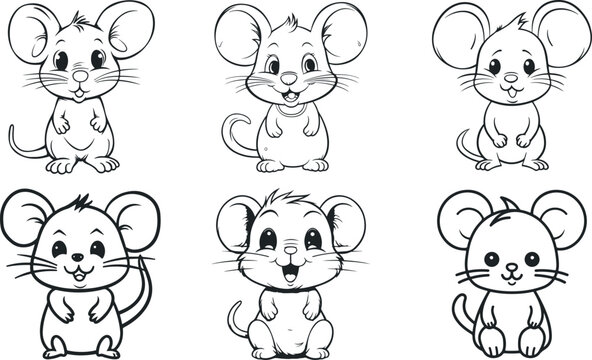 
mouse in different pose cute Vector illustration. Animal wildlife cartoon characters on a white background 
