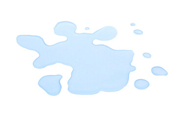 Puddle of pure water on white background, top view