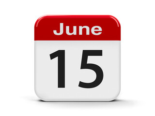 Fototapeta premium Calendar web button - The Fifteenth of June, three-dimensional rendering, 3D illustration