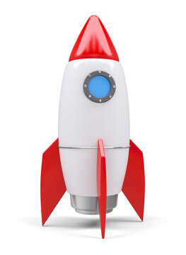 Space rocket, isolated on white. 3D rendering