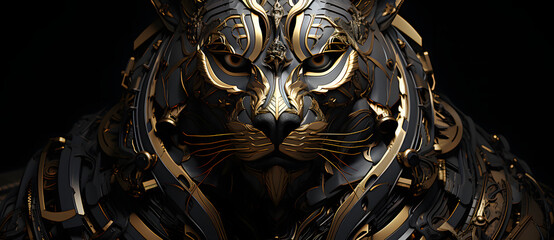 Fototapeta na wymiar a tiger with intricate details on its face Generated by AI