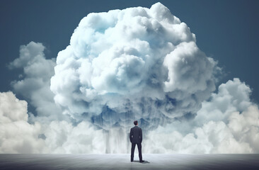 Generative AI: Businessman with cloud thinking concept