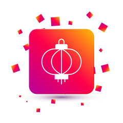 White Chinese paper lantern icon isolated on white background. Square color button. Vector