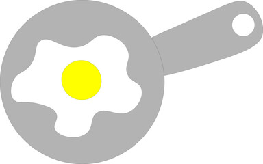 Chicken egg in a frying pan, children's drawing