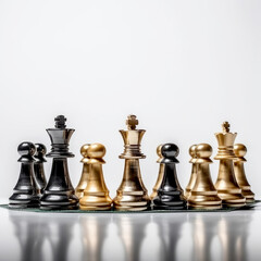 Chess pieces on a white background, ai-generated, generative.