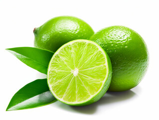 Lime on isolated on white background, ai-generated, generative.