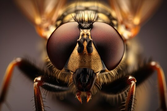 Macro shot of Fruit fly, Drosophila Melanogaster, Nature wildlife insect photography