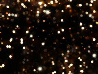 Fototapeta na wymiar Christmas background with bokeh lights and stars