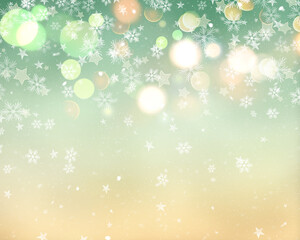 Christmas background of snowflakes, stars and bokeh lights