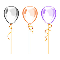 glossy helium air balloons set with halloween holiday decorations and party concept. vector illustration