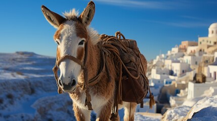 donkey in the Santorini,ai generative