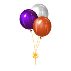 bunch of balloons for holidays decoration concept with halloween or birthday party on transparent background
