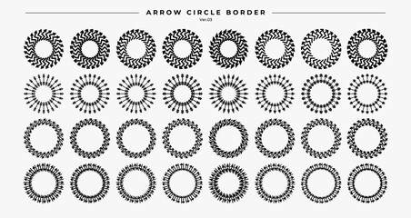 Abstract pointer arrow circle frame border logo set